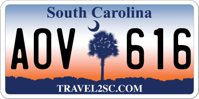 SC license plate AOV616