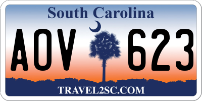SC license plate AOV623