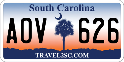 SC license plate AOV626