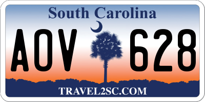 SC license plate AOV628