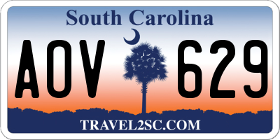 SC license plate AOV629