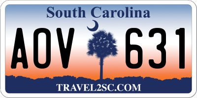 SC license plate AOV631