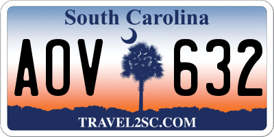 SC license plate AOV632