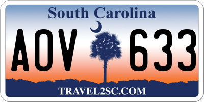 SC license plate AOV633