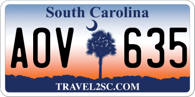SC license plate AOV635