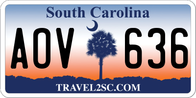 SC license plate AOV636