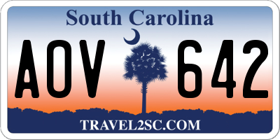 SC license plate AOV642