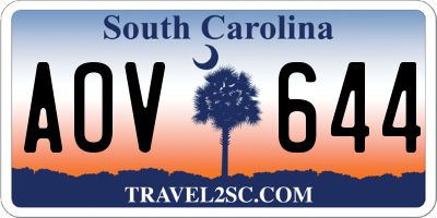 SC license plate AOV644