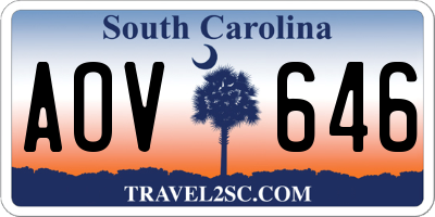 SC license plate AOV646