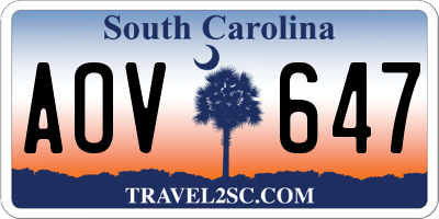 SC license plate AOV647