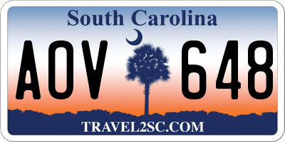 SC license plate AOV648