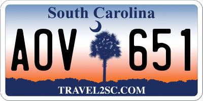 SC license plate AOV651
