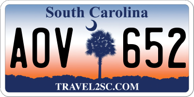 SC license plate AOV652