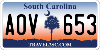 SC license plate AOV653