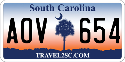SC license plate AOV654
