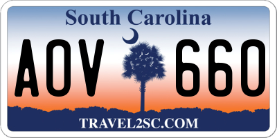 SC license plate AOV660