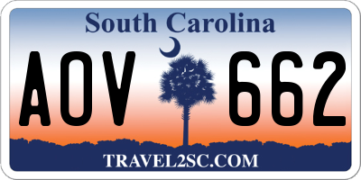 SC license plate AOV662