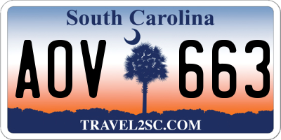 SC license plate AOV663