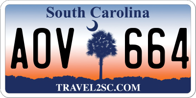 SC license plate AOV664