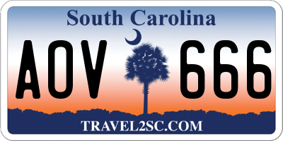 SC license plate AOV666