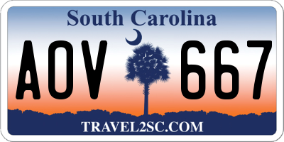 SC license plate AOV667