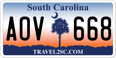 SC license plate AOV668