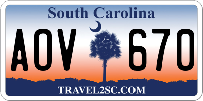 SC license plate AOV670