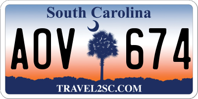 SC license plate AOV674