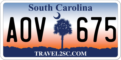 SC license plate AOV675