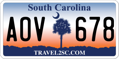 SC license plate AOV678