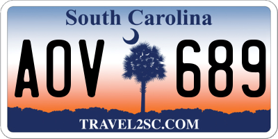 SC license plate AOV689