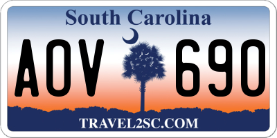 SC license plate AOV690