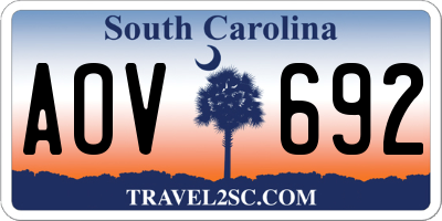 SC license plate AOV692