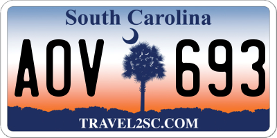 SC license plate AOV693