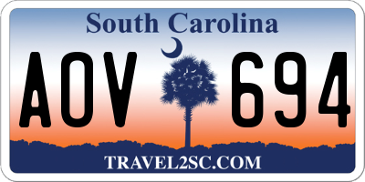SC license plate AOV694