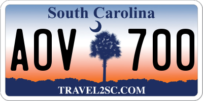 SC license plate AOV700