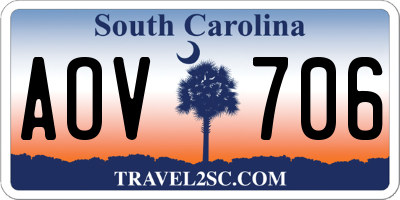 SC license plate AOV706