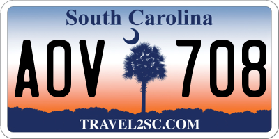 SC license plate AOV708
