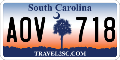 SC license plate AOV718