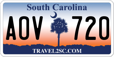 SC license plate AOV720