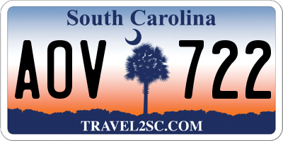 SC license plate AOV722
