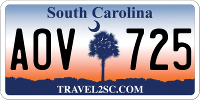 SC license plate AOV725