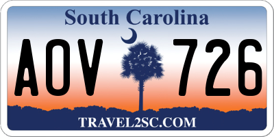 SC license plate AOV726