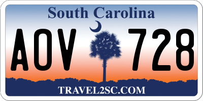 SC license plate AOV728