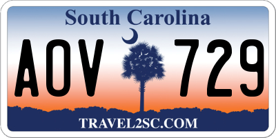SC license plate AOV729