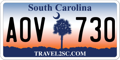 SC license plate AOV730