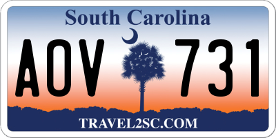 SC license plate AOV731