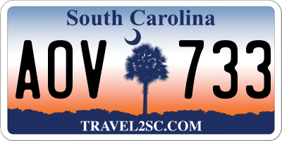 SC license plate AOV733