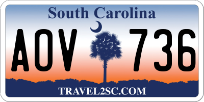 SC license plate AOV736