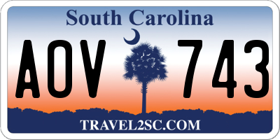 SC license plate AOV743